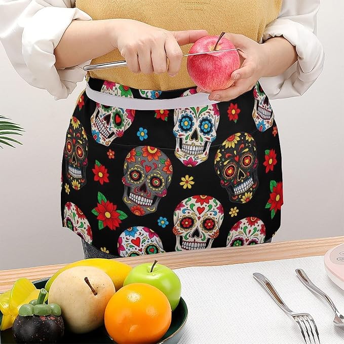 Half Apron with 3 Pockets Chef Cooking Kitchen Restaurant Aprons for Women Men