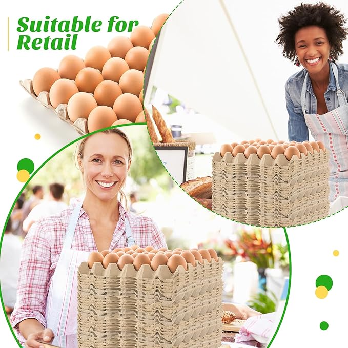 Estune 120 Pack Egg Cartons Crates 30 Cell Pulp Fiber Egg Flats Reusable Stackable Cardboard Tray for Home Storing Packing Roach Colony Soundproofing
