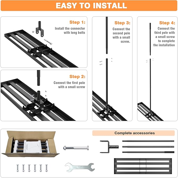 GAW Black Lawn Leveling Rake, 36" x 10" 7.2ft Handle Heavy Duty Ground Plate Rake for Lawns, Effort Saving Lawn Leveler Tool, Levelawn Tool for Yard, Backyard, Garden, Golf Couse, Farm, Pasture
