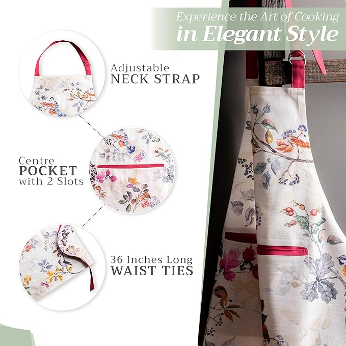Maison d' Hermine 100% Cotton Apron for women with Pocket Kitchen Chef Apron for Men Cooking Easter Decorations