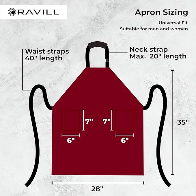 Waterproof Apron For Men and Women - 2 Pockets - 35" Long Multi Purpose Work Aprons for Dishwashing, Dog Grooming