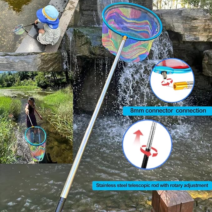 Fishing Net 2 Pack Retractable Lightweight Landing Net with Aluminum Rod Handle Fishing Nets for Youth Catch and Release Butterfly Nets
