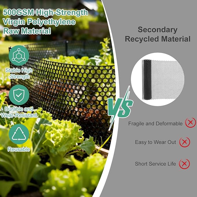 Plastic Chicken Wire,15.7"×106" Plastic Wire Mesh Fence,Garden Netting Fencing Barrier for Poultry, Dogs, Rabbits,Chicken and Snake Barrier, Balcony Netting for Pets,Black