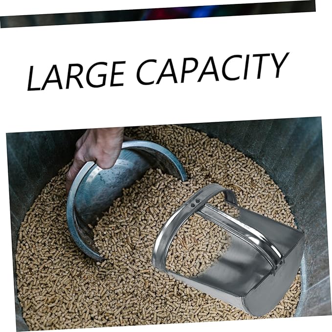 1pc Galvanized Feed Scoop Heavy Duty Handle Capacity Breeding Feed Shovel