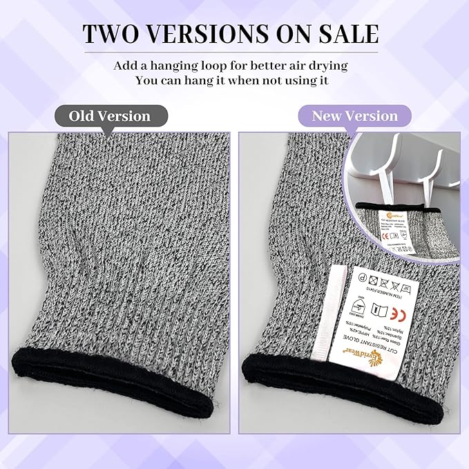Evridwear Cut Resistant Gloves Food Grade Level 5 Kitchen Safety Protection (Gray, Medium)