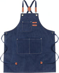 Multi-Pocket Waterproof Oil-Proof Canvas Cotton Apron Cross-Back Adjustable Straps For Chefs Barbers Carpenters