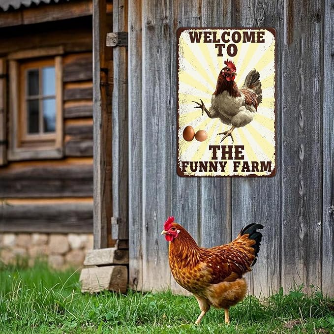 Funny Chicken Signs Welcome To Our Coop Chicken The Funny Farm Aluminium Sign Metal Chicken Signs Decor Home Ktichen Farm Are Wall 12x16 Inch Vintage Chicken Signs For Coop Metal Tin Poster
