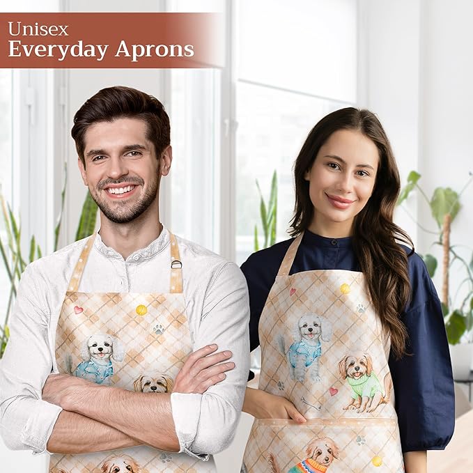 Maison d' Hermine 100% Cotton Apron for women with Pocket Kitchen Chef Apron for Men Cooking Easter Decorations