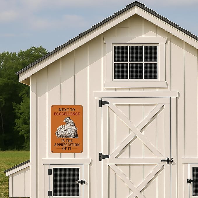 8x12 Inch Aluminum Chicken Coop Signs - Funny Outdoor Chicken Signs for Coop, Chicken Coop Accessories Farmhouse Kitchen Decor, Vintage Wall Decor, Funny Gifts for Chicken Owners, Home & Kitchen Decor Accessories