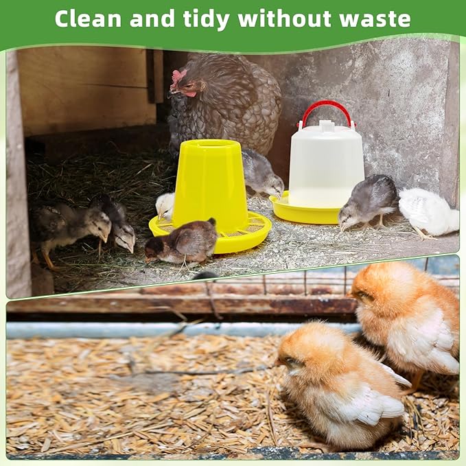 12 Pack 1.5L Baby Chicken Feeder and Waterer Set Top Bird Small Poultry Feeding for Pigeon Chick Drinker Duckling Quail Feeding Dispenser (Yellow)