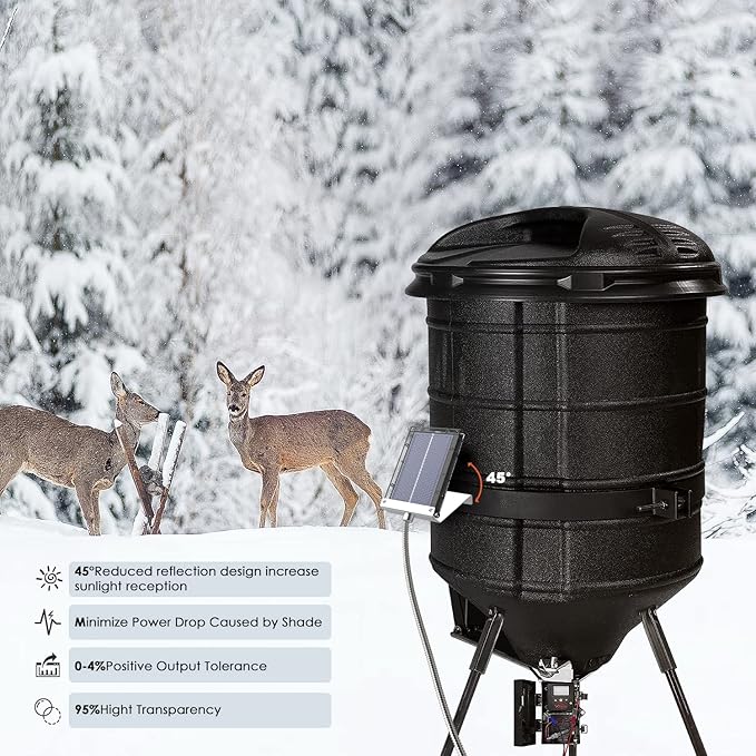 Solar Panel for Deer Feeder 6V Waterproof Outdoor Small Solar Battery Charger with an Adjustable Bracket Alligator Clip 6 Volt Deer Feeder Solar Panel