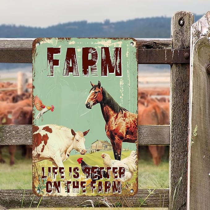 Vintage Metal Tin Sign Farm Sweet Farm Life is Better on the Farm Sign for Cafe Home Bar Pub Garage Hotel Garden Wall Decor Art 12 * 8in