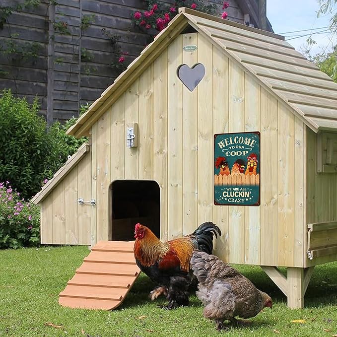 Vintage Chicken Coop Wall Decor farmhouse Metal Tin Sign Funny Chicken Sign
