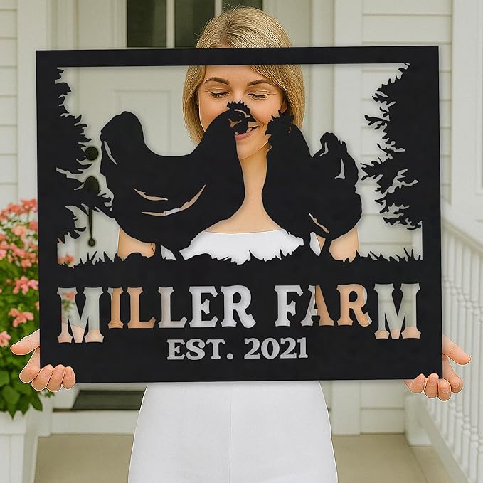 Personalized Chicken Coop Metal Sign Custom Hen House Nameplate Rustic Farmhouse Barnyard Wall Art Backyard Poultry Plaque Outdoor Homestead Decor Gifts for Farmers Chicken Lovers Homesteaders