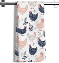 Chicken Floral Farmhouse Kitchen Dish Towels for Bathroom Decor, Chicken Gifts for Women Mom Lady, 16x24 Inch