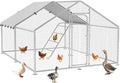 Large Metal Chicken Coop with Roosting Perch, Waterproof and UV-Resistant Cover,Outdoor Walk-in Cage Hen House for Yard Farm Rabbit Duck Chicken Run Spire Roof (10’ W x 13.2’ L x 6.4’ H)