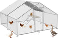 Large Metal Chicken Coop with Standing Frame, Chicken Run Pen Walk-in Poultry Cage with Waterproof & Anti-Ultraviolet Cover for Outdoor Farm Use,Spire Roof(13.1" W x 9.8" L x 6.4" H)