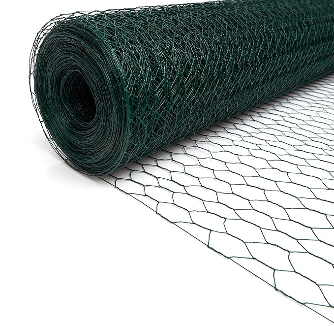 Chicken Wire Fencing Mesh, Galvanized Hexagonal Floral Chicken Wire, Outdoor Anti-Rust Poultry Netting for Garden Fence (4 ft x 100 ft, PVC Coated)