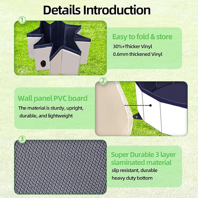 Chicken Dust Bath Tub, Chicken Coop Lime Cleaner Container, 32" D X 8" H PVC Material Foldable Portable Essential Chicken Coop Dusting Accessory. (Grey)