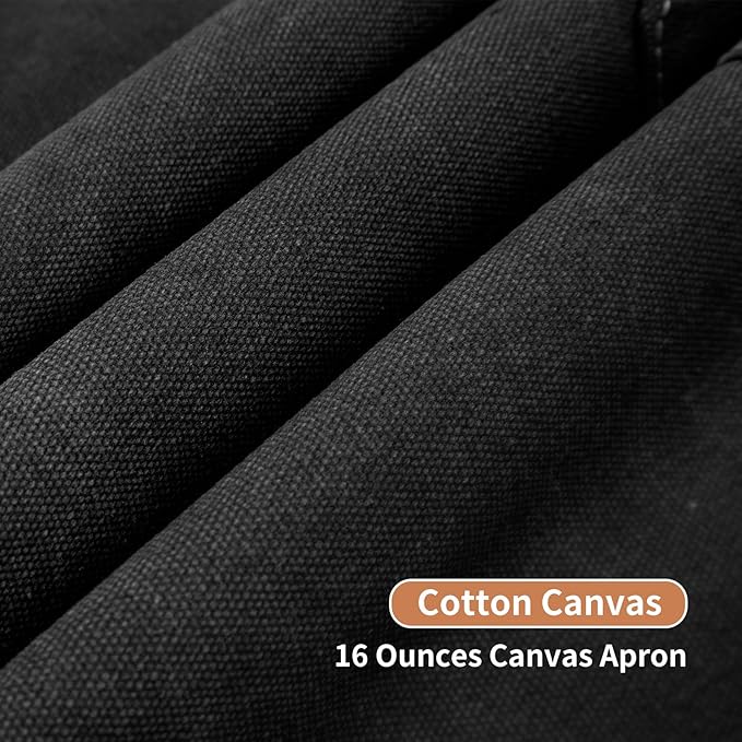 AOLEBA Aprons for Men & Women,Canvas Chef Apron with Cross Back Adjustable,For Kitchen, Garden, Cafe, Mens Aprons Gifts for Dad Father Men, M-XXL (Black)