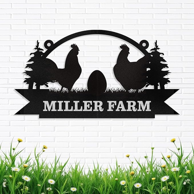Personalized Chicken Coop Signs, Metal Funny Farm Decor, Chicken Coop Accessories, Metal Outdoor Wall Art, Custom Hen House Sign, Rustic Farmhouse Wall Decor for Farm Yard Garden Color04