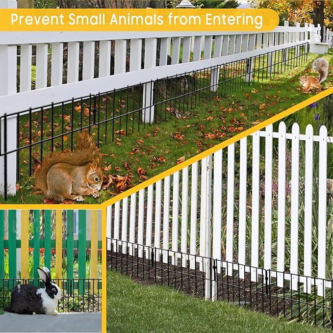 Animal Barrier Fence, 19 Pcs 12In(H) x 20.5Ft(L) Upgrade 1.26 in Gap Decorative Fences No Dig Fence for Rabbit and Dog, Rustproof Metal Wire Garden Fence Border for Garden Patio Landscaping