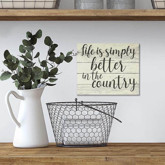 JennyGems Life Is Simply Better in the Country Wooden Sign, Farmhouse Decor, Barn Decorations Wall Hanging, Made in USA