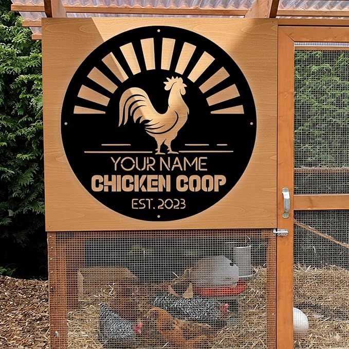 Custom Chicken Coop Metal Sign, Personalized Chicken Coop Sign for Outside, Custom Metal Hen House Farm Signs, Chickens Hen House Farmhouse Wall Art Decor