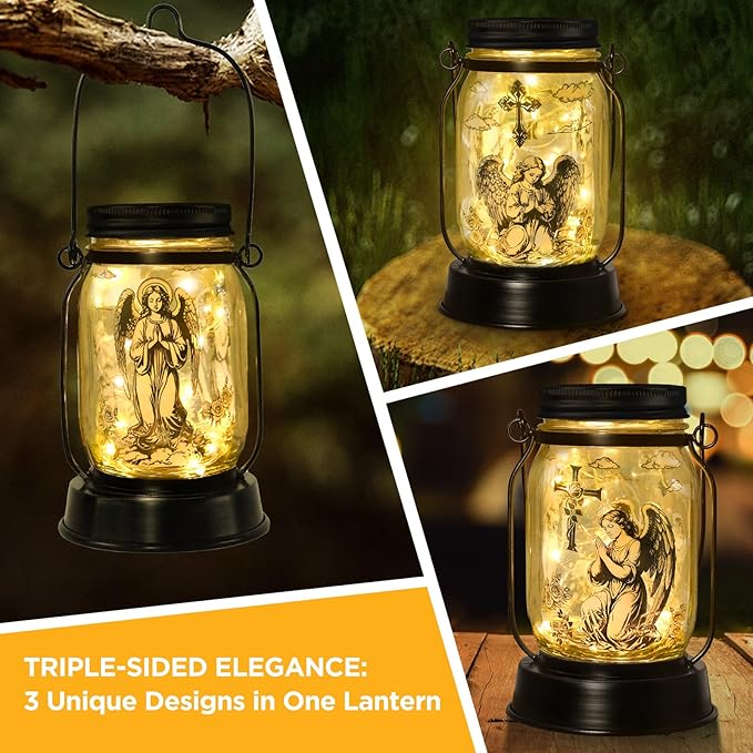 Guardian Angel Gifts for Women/Men Angel Praying Solar Lantern Mom Birthday, Mothers Day, Christmas Gifts,Sympathy Solar Lantern Garden Decoration Outside for Yard, Patio,Backyard,Porch, Torches