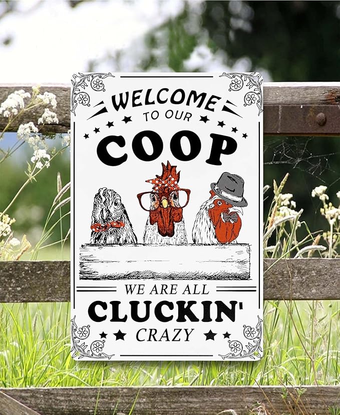 Bestylez Welcome To Our Coop Funny Chicken Sign Chicken Coop Sign Chicken Decor 12" * 8" (215)