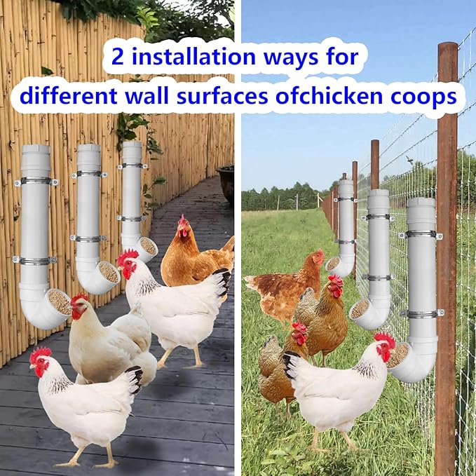 3 Pack PVC Chicken Feeder, 6 lb Capacity Automatic Chicken Feeder No Waste,Easy to Install and Clean for Chicken Poultry Feeder