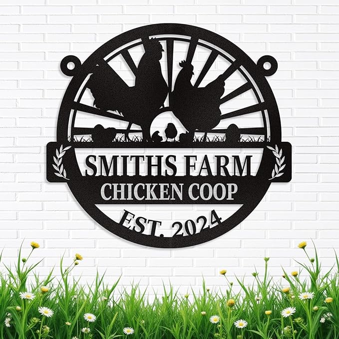 Personalized Chicken Coop Signs, Metal Funny Farm Decor, Chicken Coop Accessories, Metal Outdoor Wall Art, Custom Hen House Sign, Rustic Farmhouse Wall Decor for Farm Yard Garden Color09