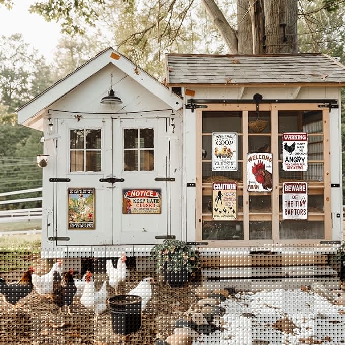 Keep Gate Closed Signs - Funny Chicken Accessories for Coops - Metal Signs, 8x12 Inch