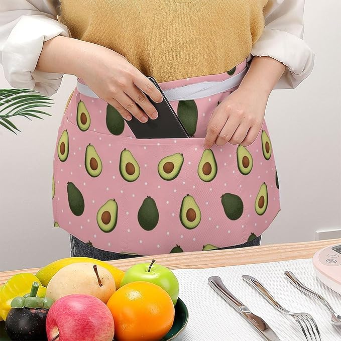 Server Waist Aprons Waitress Unisex Chef Works Half Apron with 3 Pockets