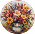 Round Tin Sign Farm Fresh Flowers Metal Sign for Home Farm House Rustic Garden Yard Vintage Outdoor Outside Porch Wreath Wall Funny Decor 12 Inch