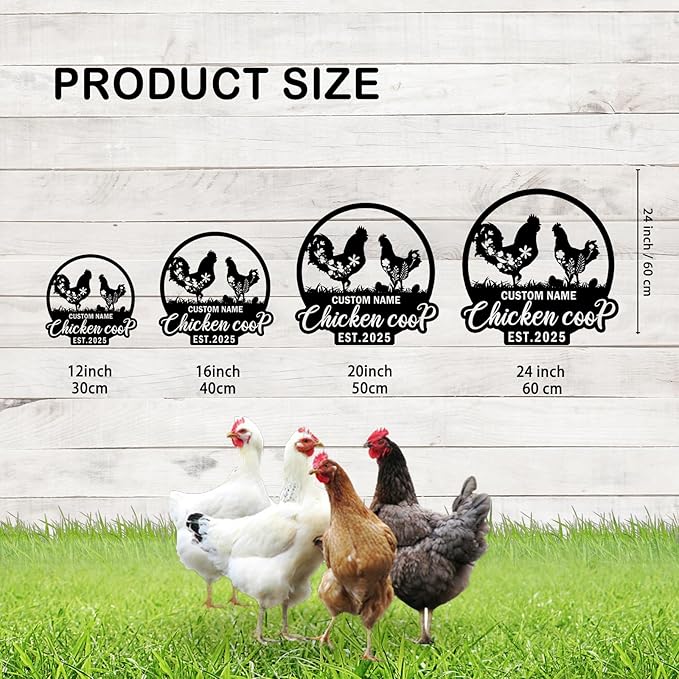 Custom Chicken Coop Metal Sign, Personalized Farmhouse Wall Decor, Vintage Fluffy Butt Hut Decor, Custom Name Sign for Farm, Gifts for Chicken Lovers