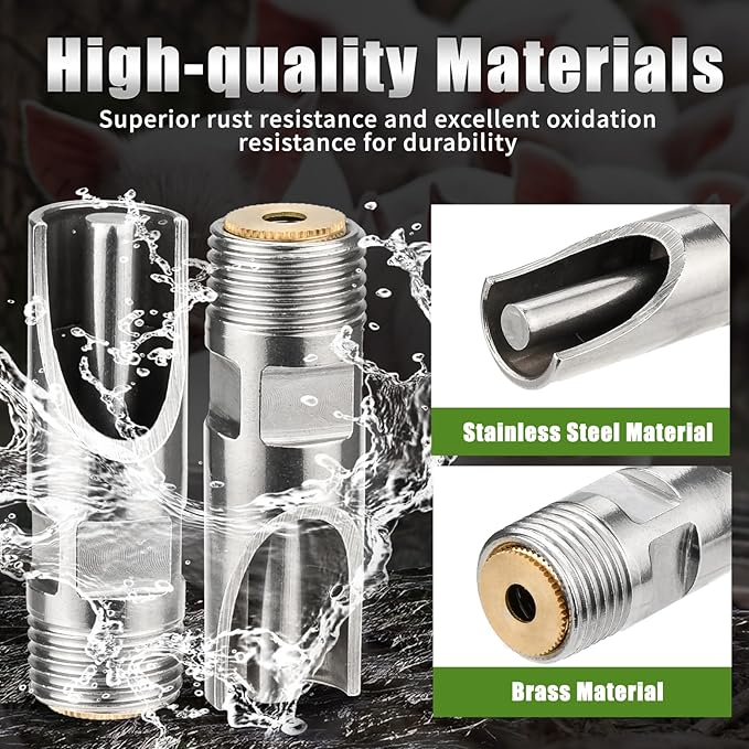 Pig Nipple Waterer, 5 Pcs Stainless Steel Automatic Hog Drinker Feeder Kit for Barrel with Brass Water Tank Connector Bulkhead Fitting for Hog Piglets Goat Waterering System