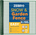 ZEBRO 4' x 100' Green Plastic Garden Fence Roll – Standard Duty Safety Netting for Snow, Poultry, Deer, Dogs – Reusable Outdoor Barrier for Yard, Landscaping, Animal Protection
