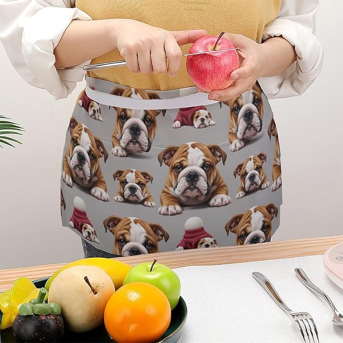 Half Apron with 3 Pockets Chef Cooking Kitchen Restaurant Aprons for Women Men