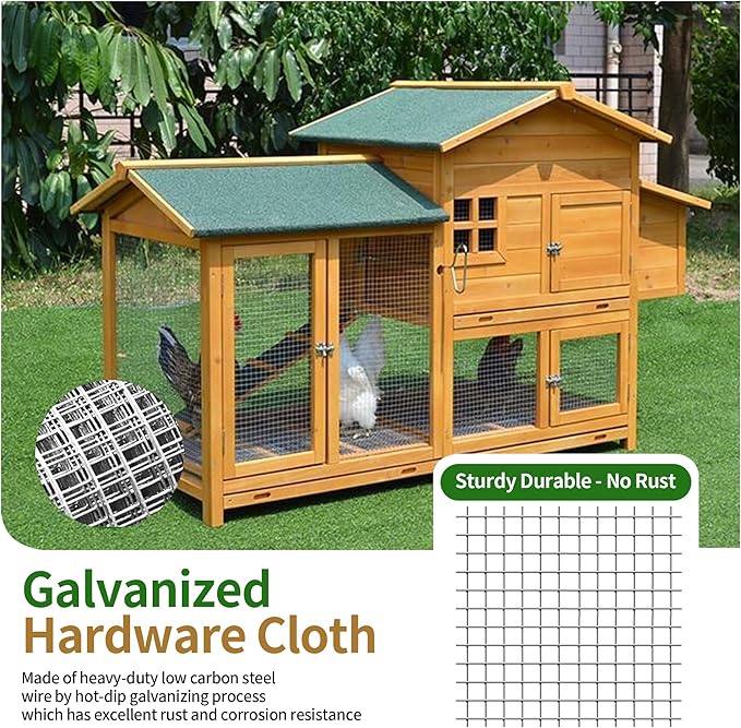 19Gauge 1/2in 36in×100ft Hardware Cloth Chicken Wire Fence Galvanized Wire Mesh Roll Plant Welded Metal Wire Fence Supports Poultry Animal Netting Cage Fence Used in Industry, Agriculture, Farming