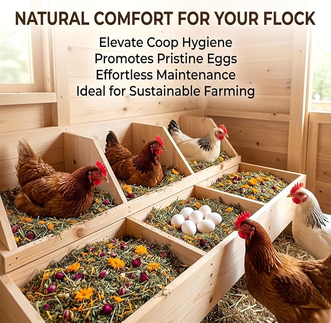Sukh Nesting Herbs - Premium Nesting Herbs,Chicken Flower,Poultry Herb Blend,Hemp Bedding for Chickens and Ducks,Chicken Supplies(10oz)