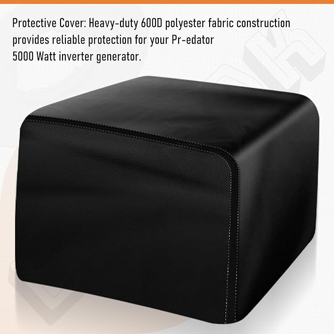 Generator Cover for Predator 5000 Watt Inverter - Heavy Duty Thicken 600D Polyester with Elastic Drawstring, all Weather Generator Cover - Black Water Resistant