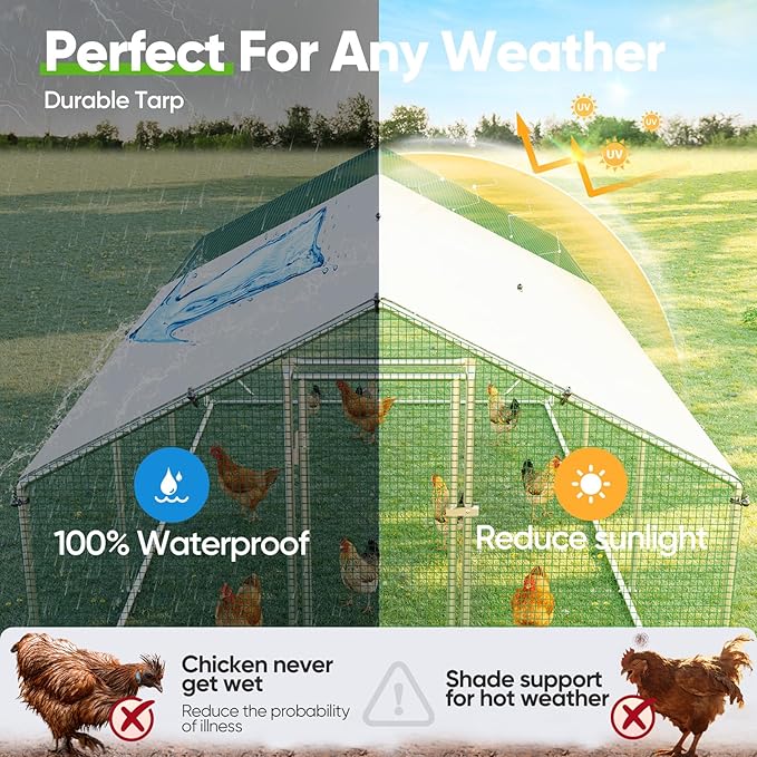 Quictent Advanced Series 18x9 ft Metal Chicken Coop Run with Wooden Nesting Box, Large Walk-in Outdoor Poultry Cage Heavy Duty Predator Proof Hen Duck Rabbit Farm Pen House, Waterproof Anti-UV Cover