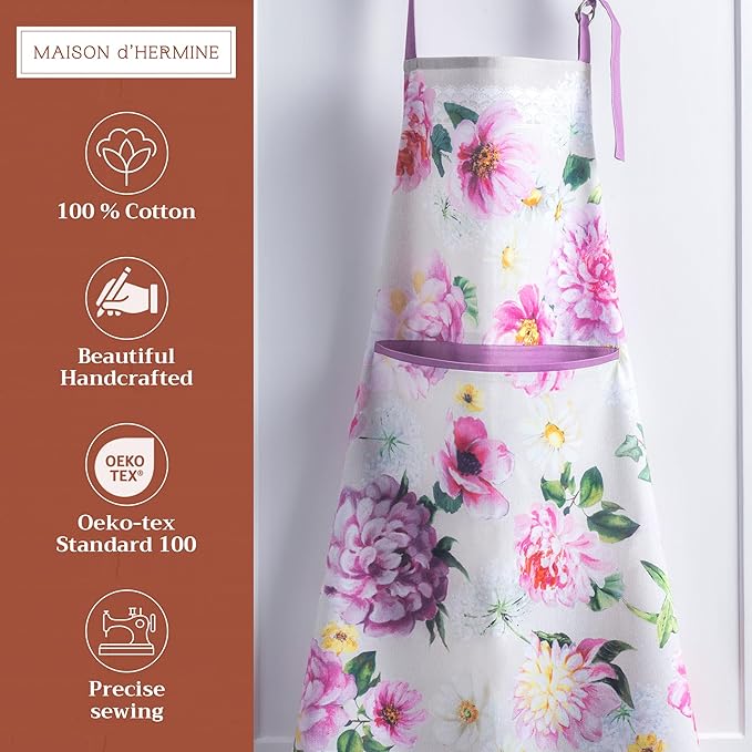 Maison d' Hermine 100% Cotton Apron for women with Pocket Kitchen Chef Apron for Men Cooking Easter Decorations