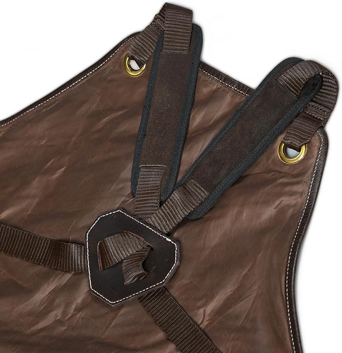 LEATHER VILLAGE Work Apron - Heavy Duty Woodworking Apron for Men with Tool Pockets for Woodworkers, Blacksmiths, Carpenters – Brown Color (Size M to XXL)