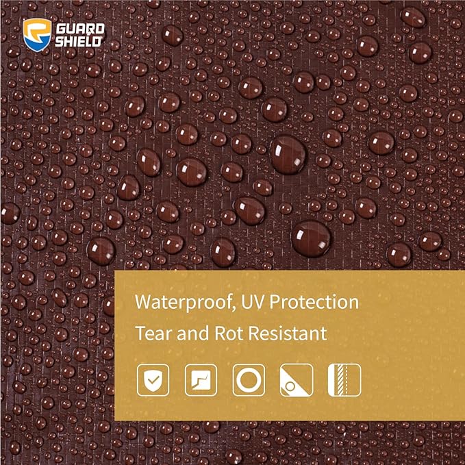 GUARD SHIELD Brown/Green Tarp 20x20 Feet Medium Duty Outdoor Waterproof Multi Purpose Poly Tarps Cover 7mil