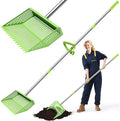 Chicken Poop Scooper & Rake 2-in-1,10 inches Metal Coop Shovel Sand Sifting Shovel with 35" to 62" Adjustable Handle,Cleaning Tools Scoop for Chicken Coops & Farm Animals