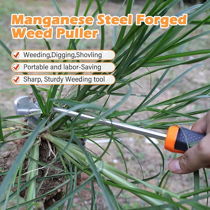 Weed Remover Tool,New Durable Garden Weed Tool,Gardening Weeding Tools,Portable Garden Weeding Tool for Vegetable Gardening Backyard Farm Planting & Weeding (Rubber Handle)