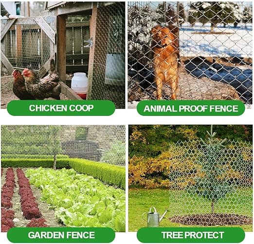AMAGABELI GARDEN & HOME 1 inch 36inchx50ft Hexagonal Poultry Netting Galvanized Chicken Wire Mesh Fence 20gauge Large Frame with Chicken Netting Rabbits Pets Dog Cat Vegetable Garden fencing
