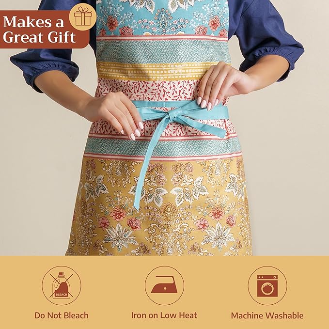 Maison d' Hermine 100% Cotton Apron for women with Pocket Kitchen Chef Apron for Men Cooking Easter Decorations
